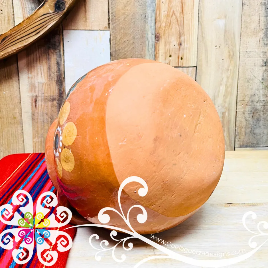 Small Olla de Barro Con Tapa Corona de Flores