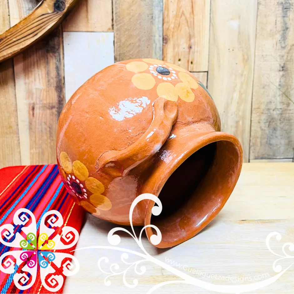 Small Olla de Barro Con Tapa Corona de Flores