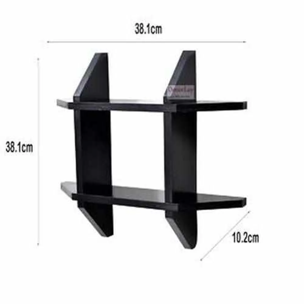 Space Saving Wall Shelves Rack  38.1D x 10.2W x 38.1H cm Black