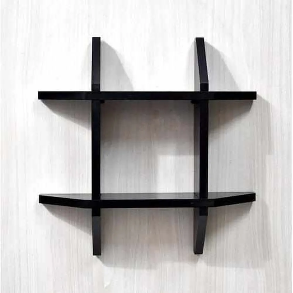 Space Saving Wall Shelves Rack  38.1D x 10.2W x 38.1H cm Black