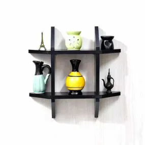 Space Saving Wall Shelves Rack  38.1D x 10.2W x 38.1H cm Black
