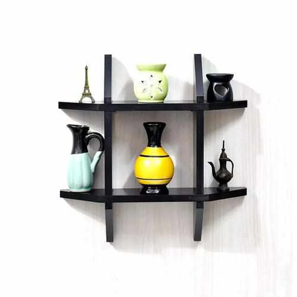 Space Saving Wall Shelves Rack  38.1D x 10.2W x 38.1H cm Black