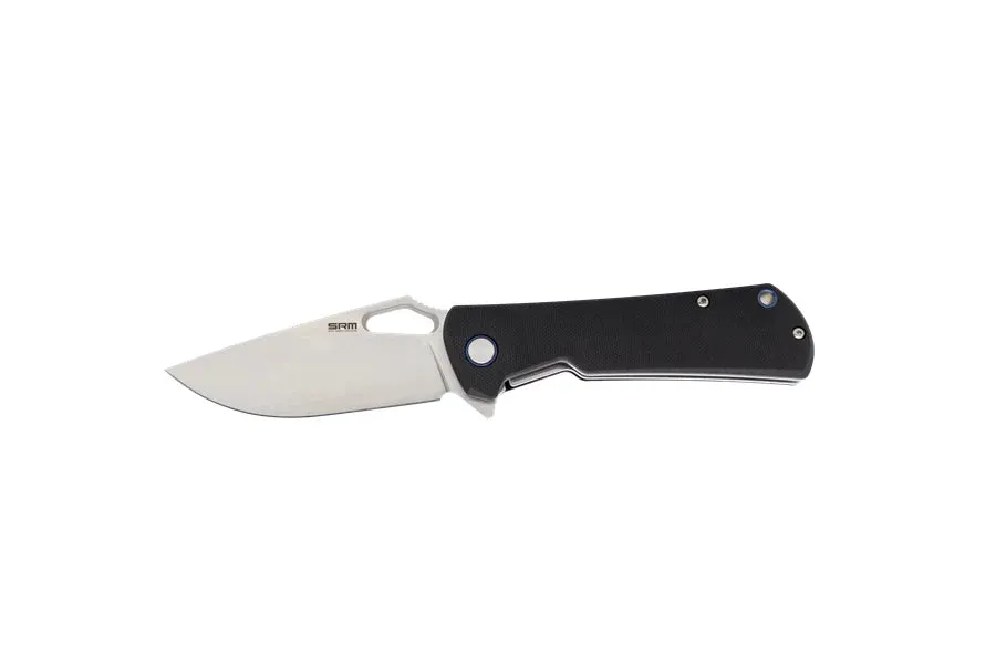 SRM 1168 Folding Knife 3.39in D2 Steel Blade w/ Black G10 Scales