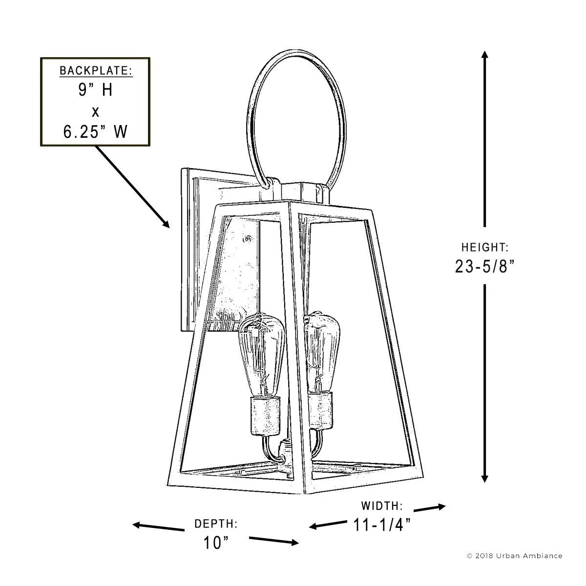 UHP1000 Modern Farmhouse Outdoor Wall Light, 23.625"H x 11.25"W, Olde Bronze Finish, Vicenza Collection