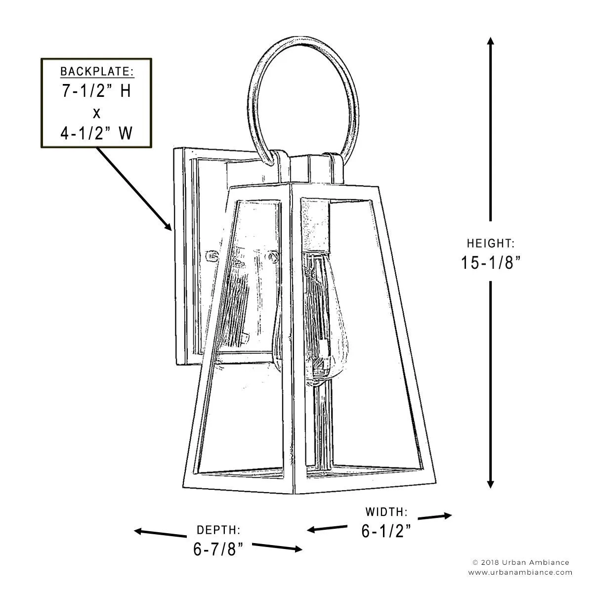 UHP1002 Modern Farmhouse Outdoor Wall Light, 15.125"H x 6.5"W, Olde Bronze Finish, Vicenza Collection