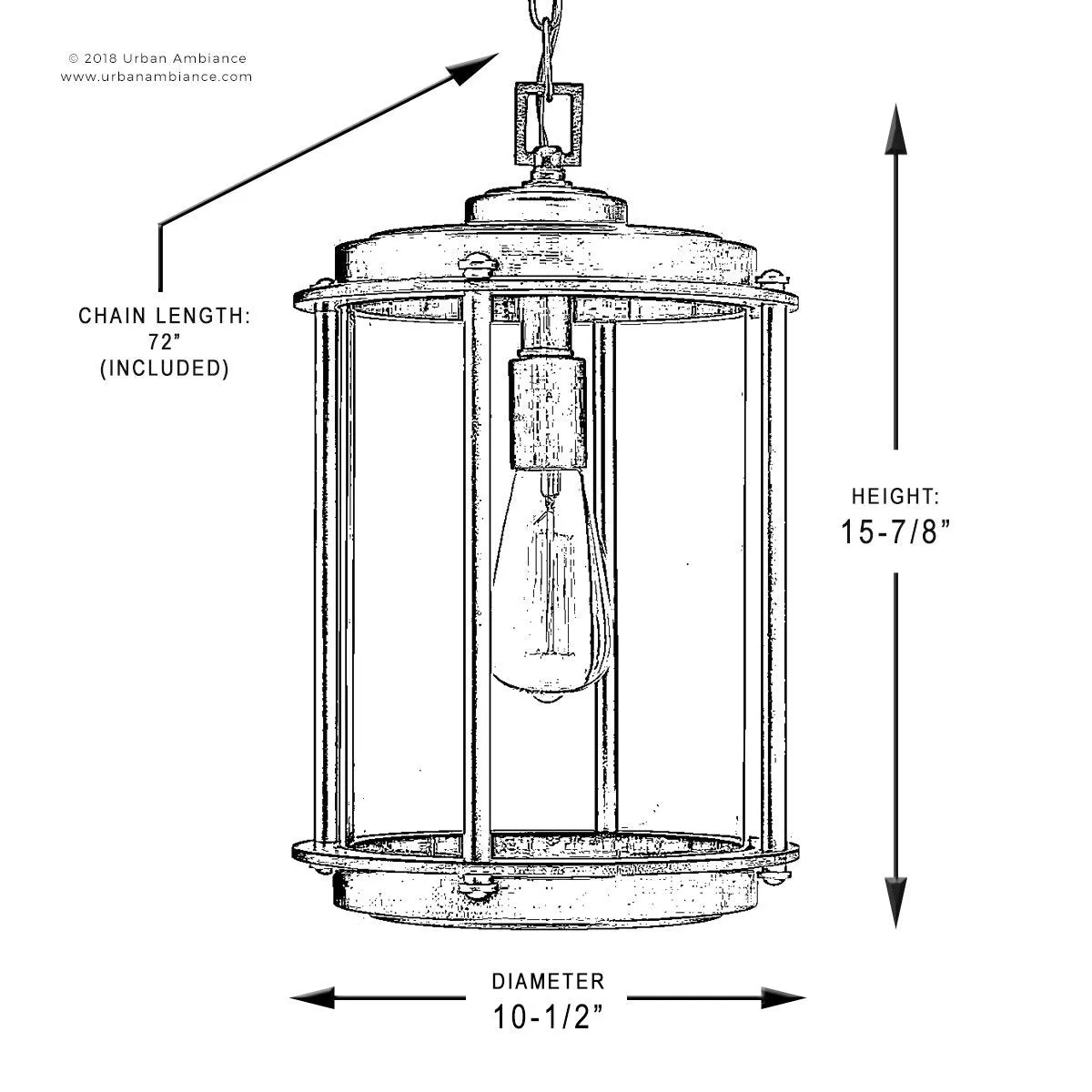 UHP1092 Vintage Outdoor Pendant, 15-7/8"H x 9-3/4"W, Architectural Bronze, Durham Collection