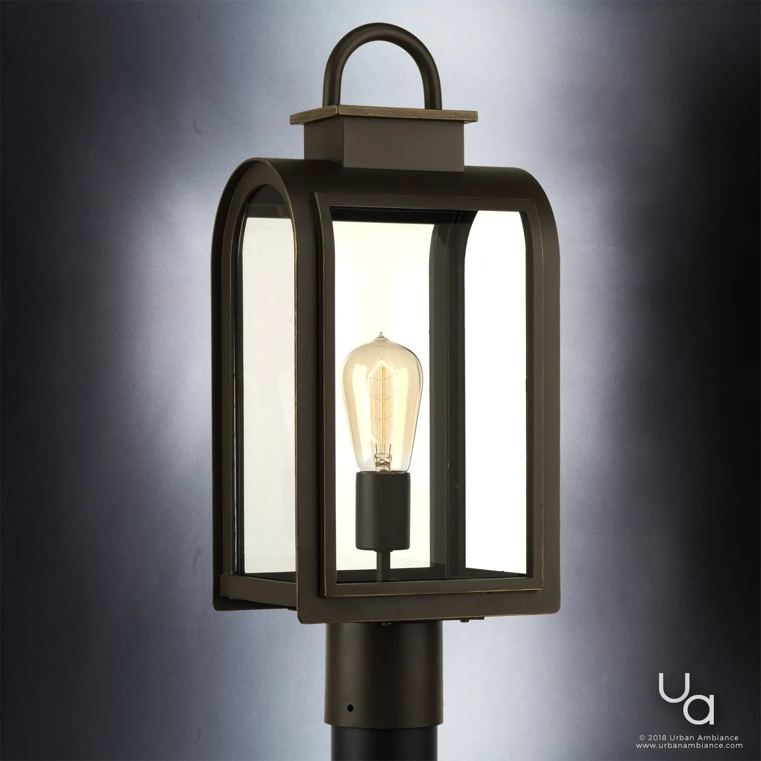 UHP1103 Art Deco Deco Outdoor Post/Pier Light, 18.625"H x 8"W, Oil Rubbed Bronze Finish, Chesterfield Collection