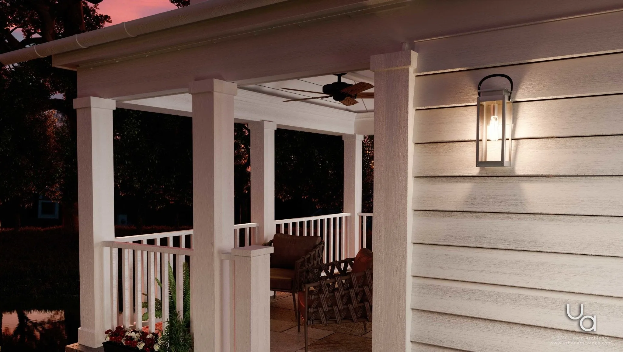UHP1130 Modern Farmhouse Outdoor Wall Light, 15-7/8"H x 6-1/2"W, Stainless Steel Finish, Darwin Collection