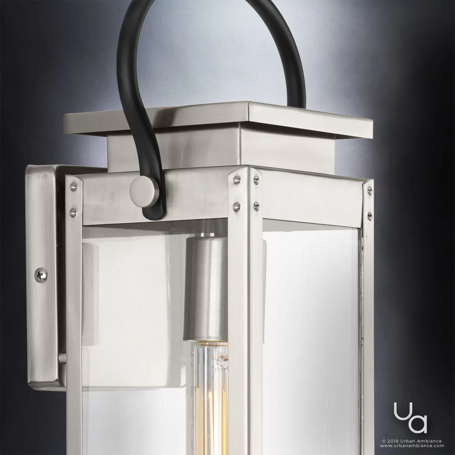 UHP1130 Modern Farmhouse Outdoor Wall Light, 15-7/8"H x 6-1/2"W, Stainless Steel Finish, Darwin Collection