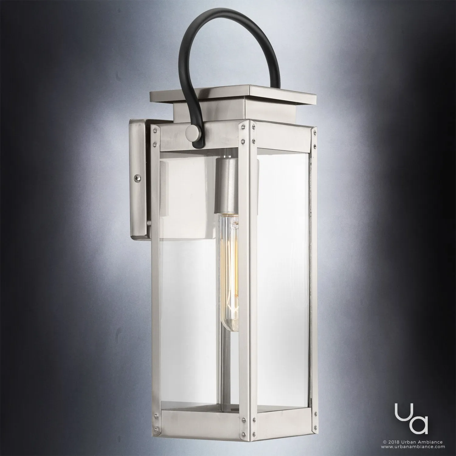 UHP1130 Modern Farmhouse Outdoor Wall Light, 15-7/8"H x 6-1/2"W, Stainless Steel Finish, Darwin Collection