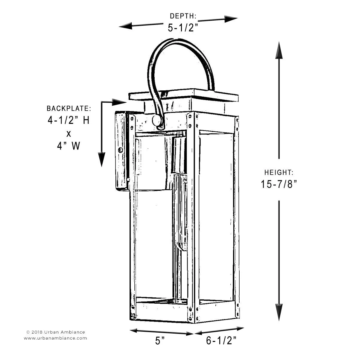 UHP1130 Modern Farmhouse Outdoor Wall Light, 15-7/8"H x 6-1/2"W, Stainless Steel Finish, Darwin Collection