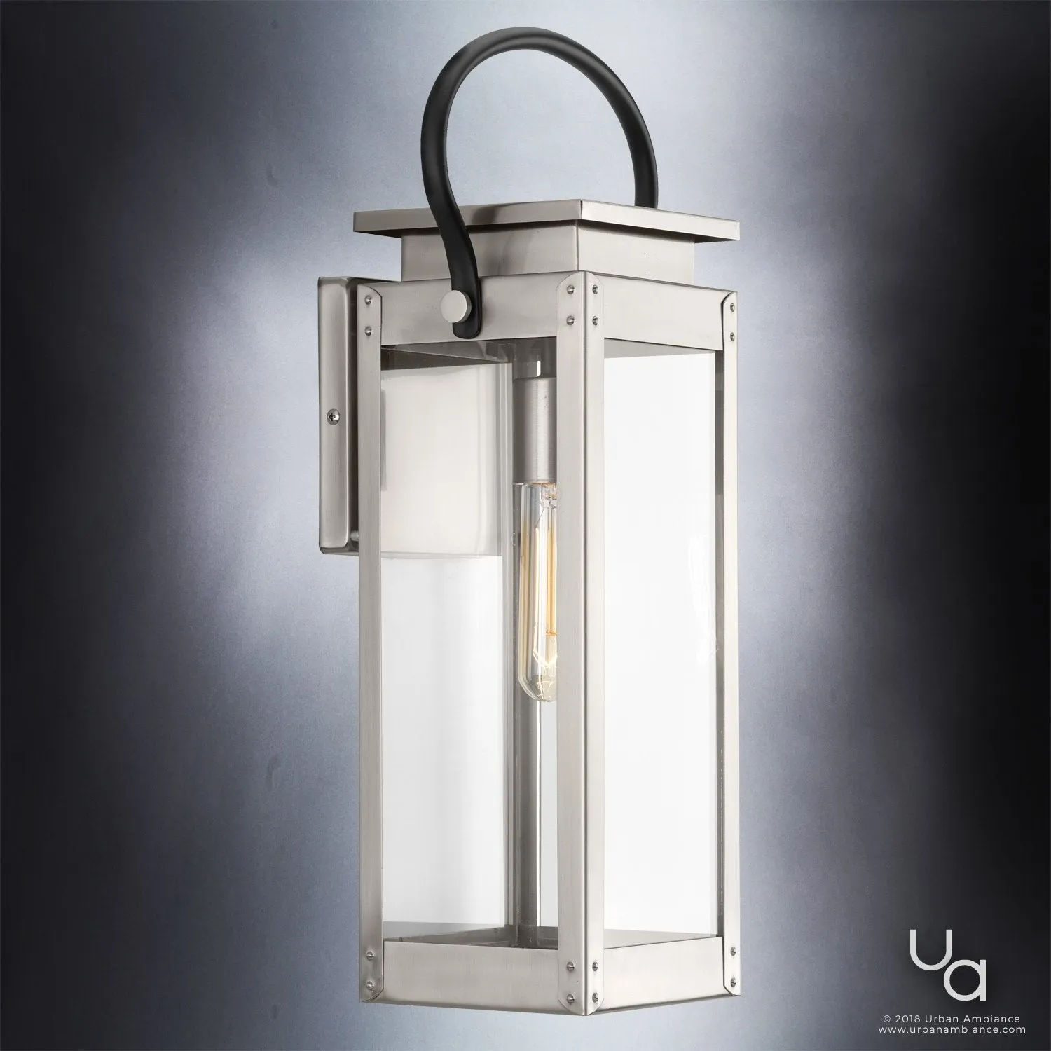 UHP1131 Modern Farmhouse Outdoor Wall Light, 19-3/8"H x 7-7/8"W, Stainless Steel Finish, Darwin Collection