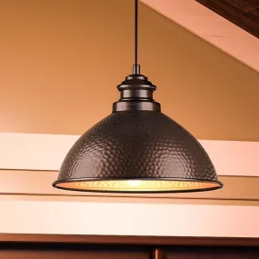 UHP1170 Hammered Outdoor Pendant Light, 8" x 12", Olde Bronze Finish, Firenze Collection