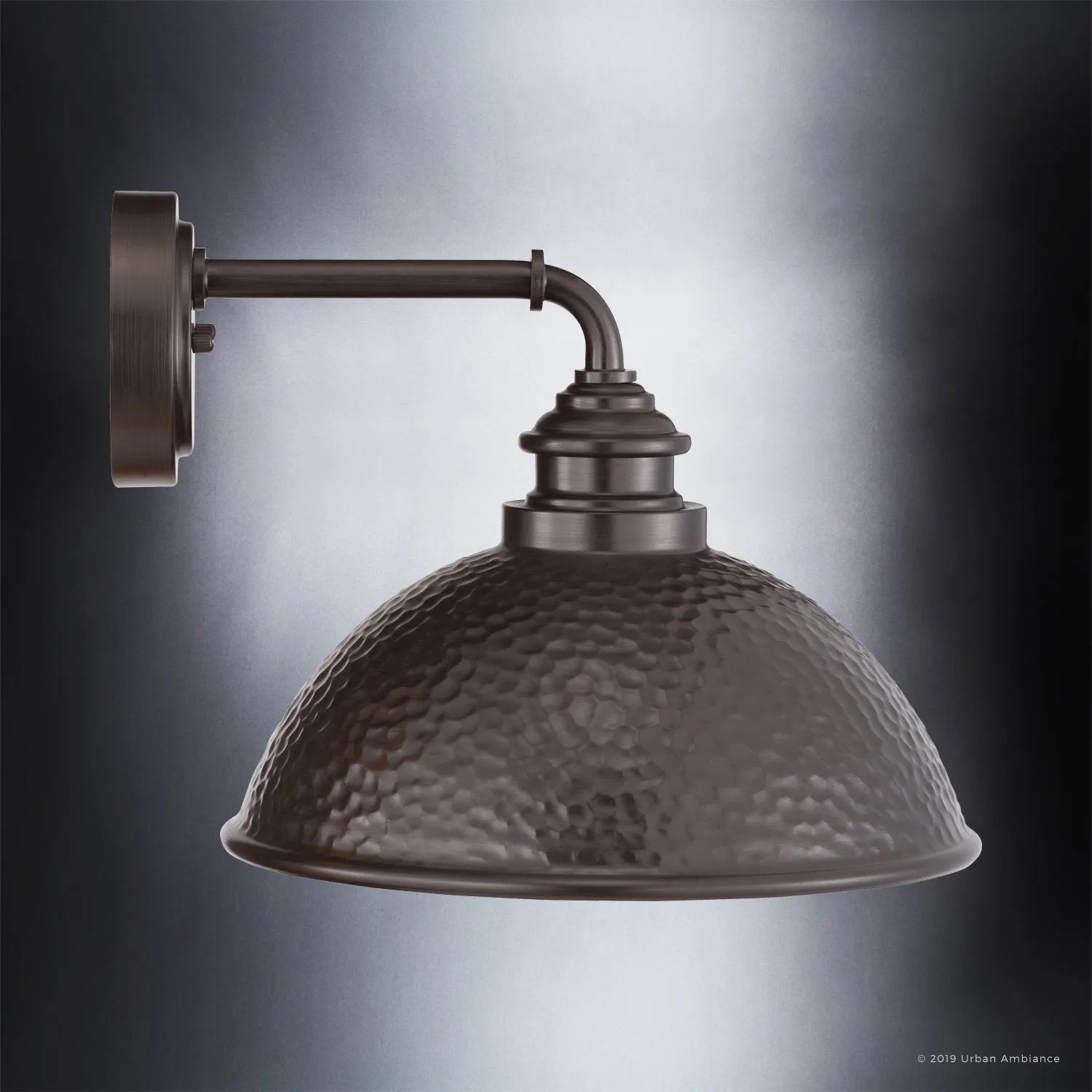UHP1176 Hammered Outdoor Wall Light, 10-3/8" x 12", Olde Bronze Finish, Firenze Collection