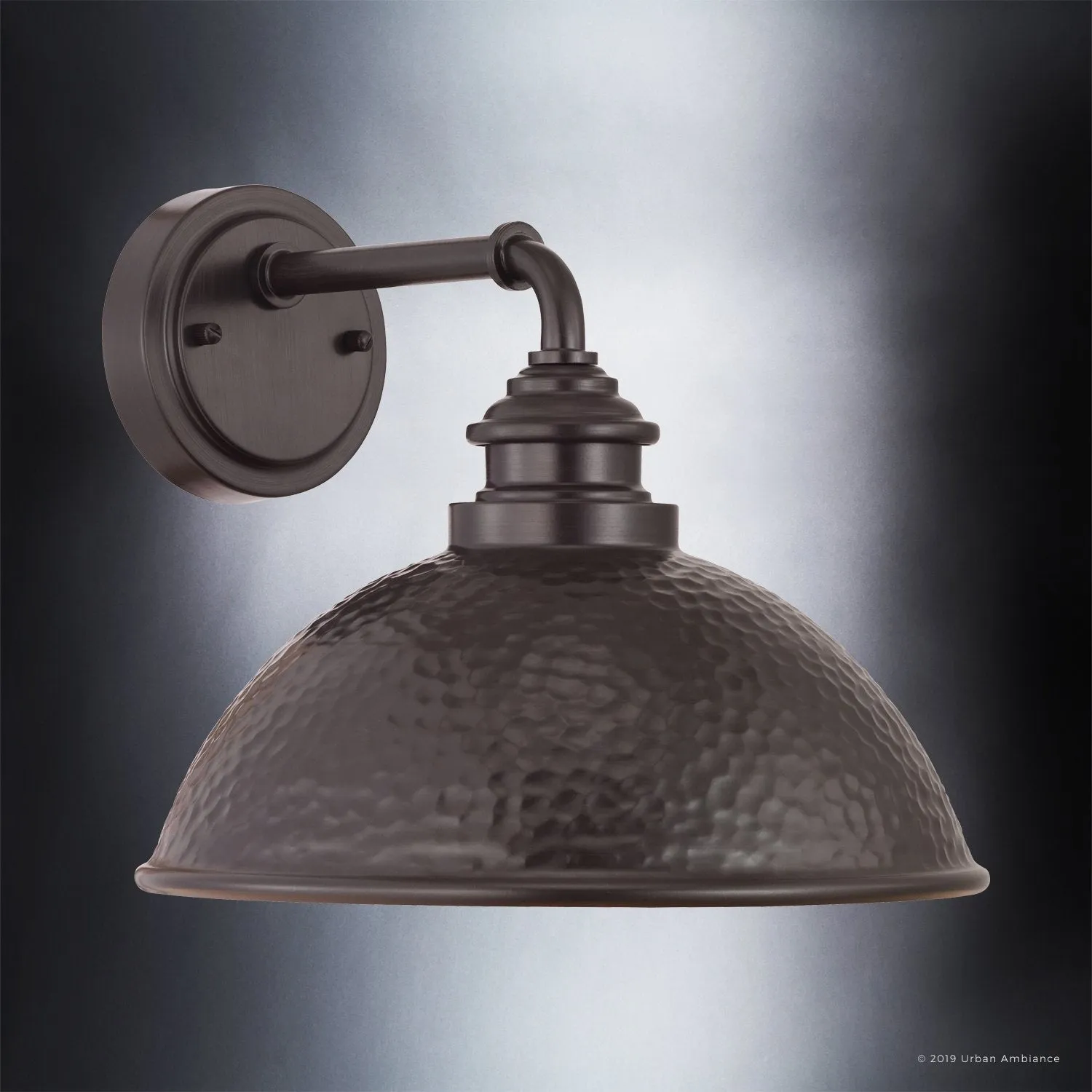 UHP1176 Hammered Outdoor Wall Light, 10-3/8" x 12", Olde Bronze Finish, Firenze Collection