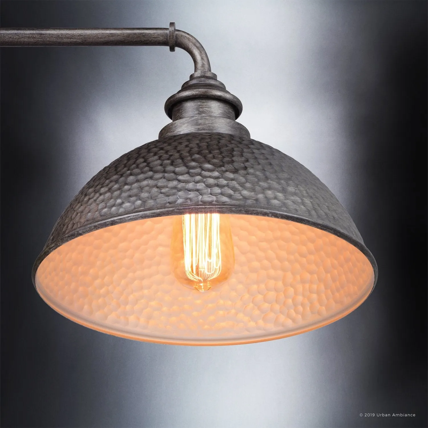 UHP1178 Hammered Outdoor Wall Light, 10-3/8" x 12", Aged Pewter Finish, Firenze Collection