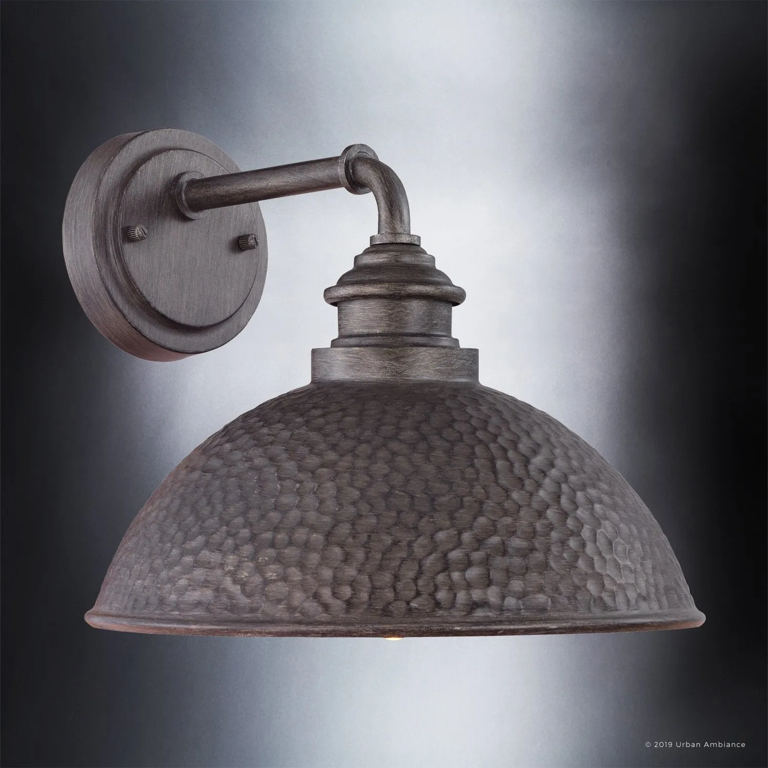 UHP1178 Hammered Outdoor Wall Light, 10-3/8" x 12", Aged Pewter Finish, Firenze Collection