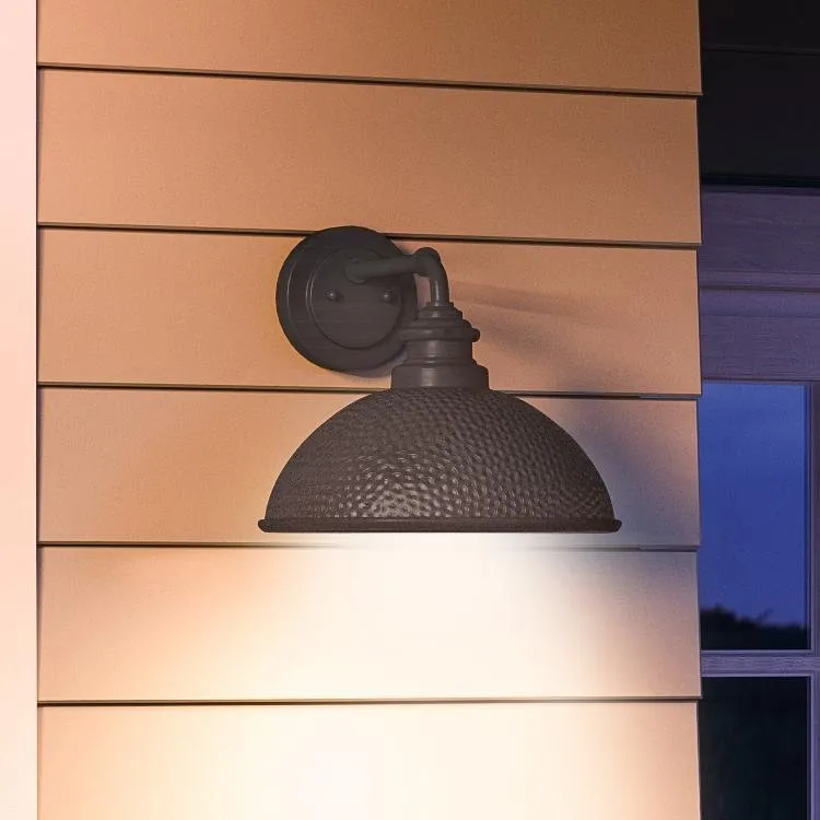 UHP1178 Hammered Outdoor Wall Light, 10-3/8" x 12", Aged Pewter Finish, Firenze Collection