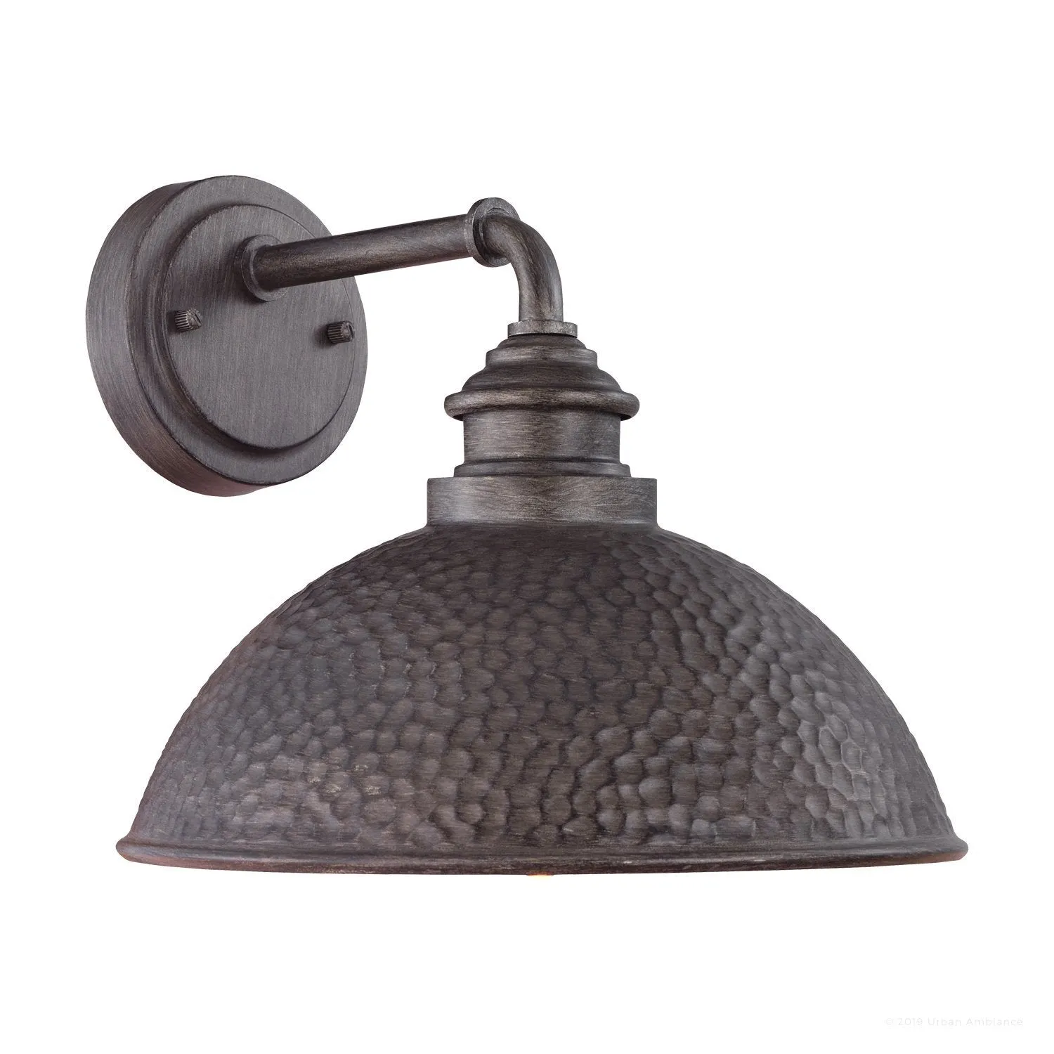 UHP1178 Hammered Outdoor Wall Light, 10-3/8" x 12", Aged Pewter Finish, Firenze Collection