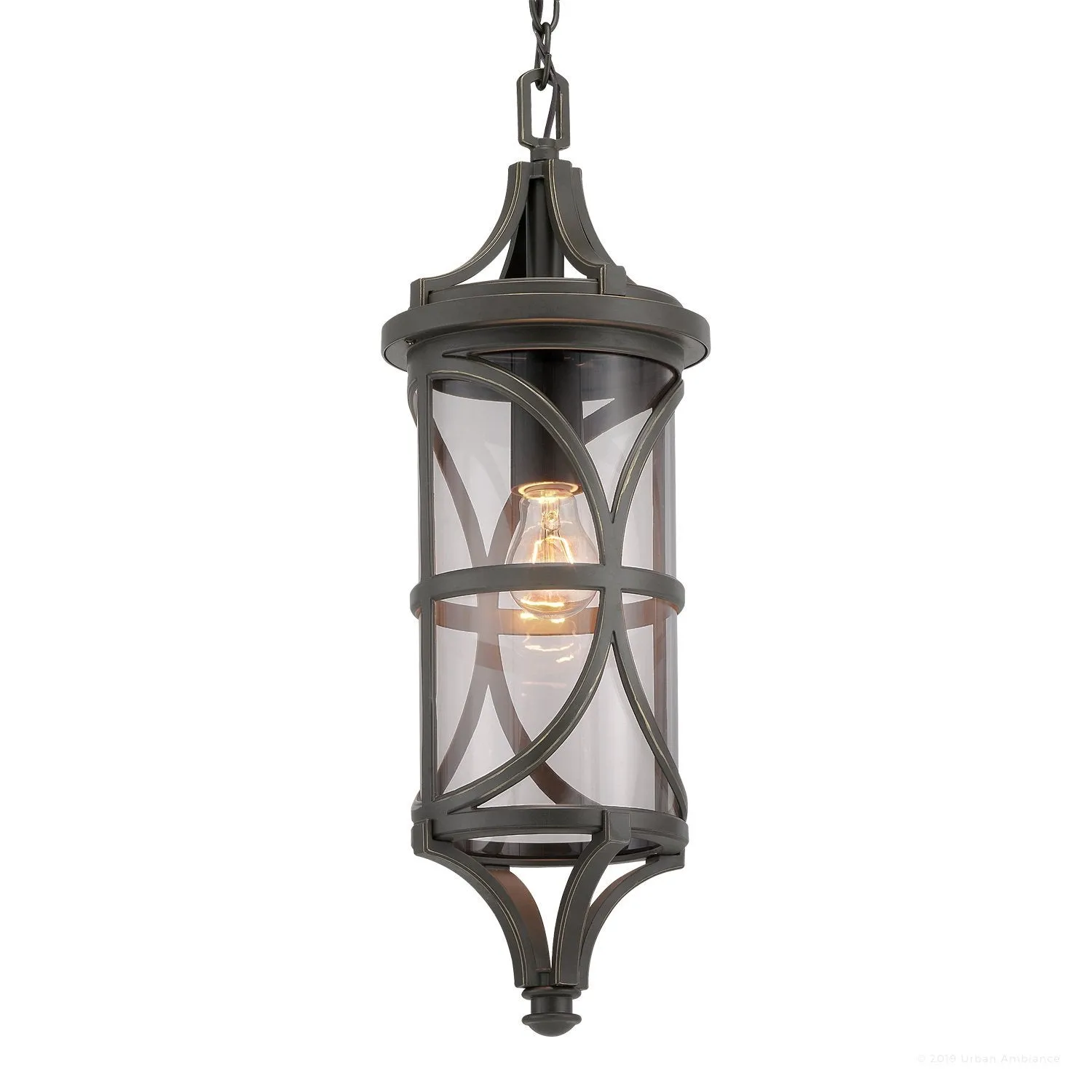 UHP1182 Rustic Outdoor Pendant Light, 22" x 7-1/2", Olde Bronze Finish, Brussels Collection