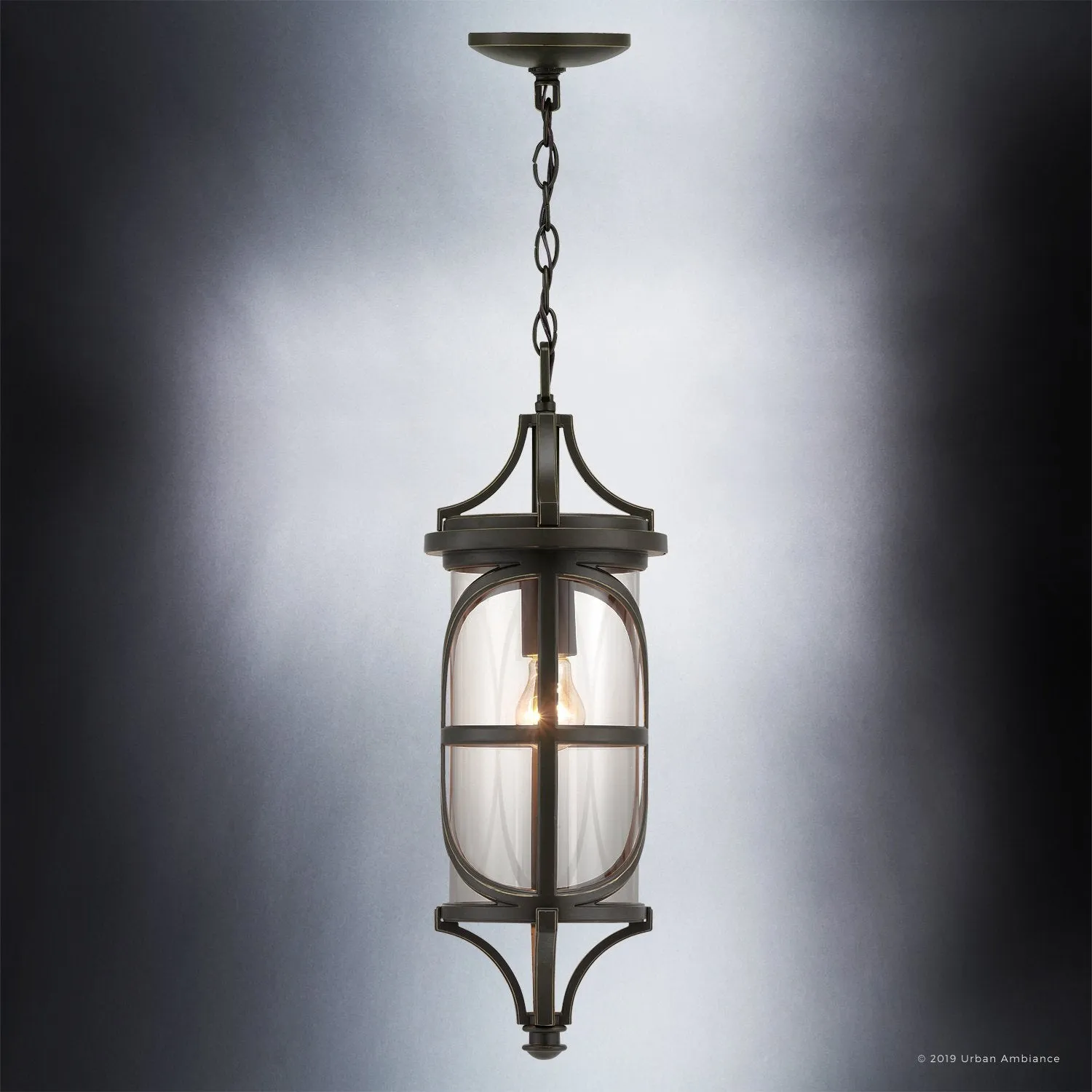 UHP1182 Rustic Outdoor Pendant Light, 22" x 7-1/2", Olde Bronze Finish, Brussels Collection