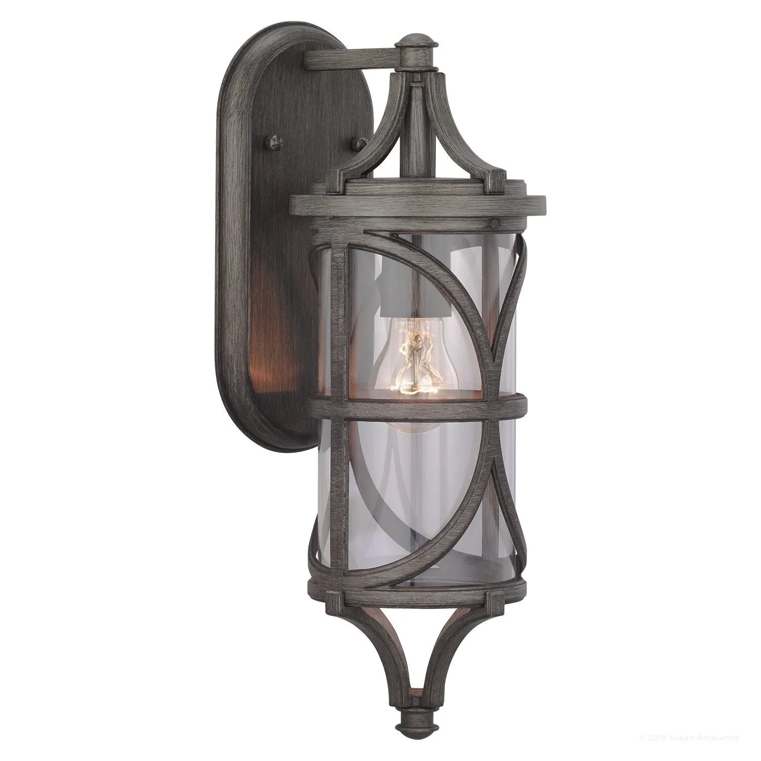 UHP1185 Rustic Outdoor Wall Light, 17-1/4" x 6-1/8", Aged Pewter Finish, Brussels Collection