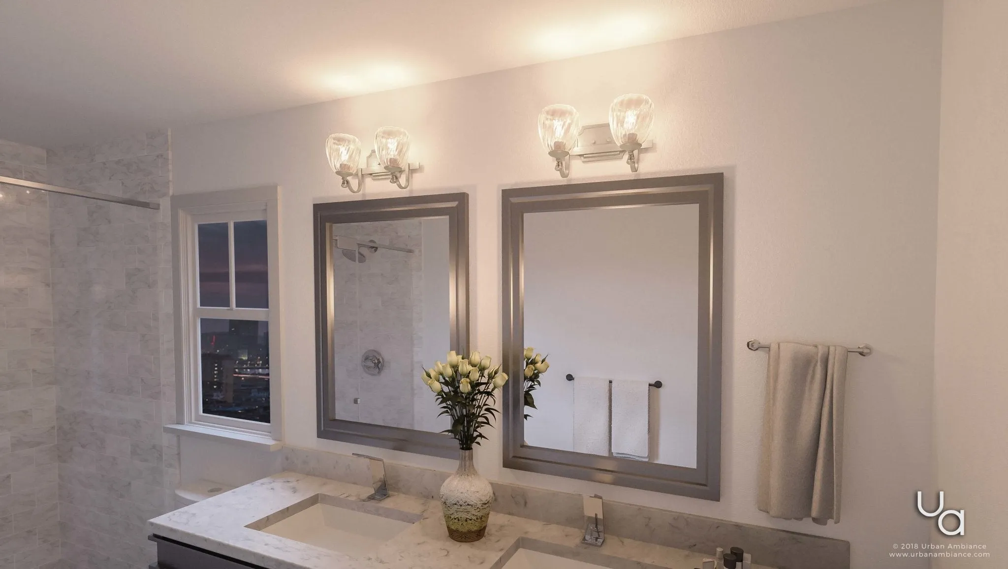 UHP2030 Traditional Bathroom Vanity Light, 7.5"H x 14"W, Antique Silver Finish, Ravenna Collection