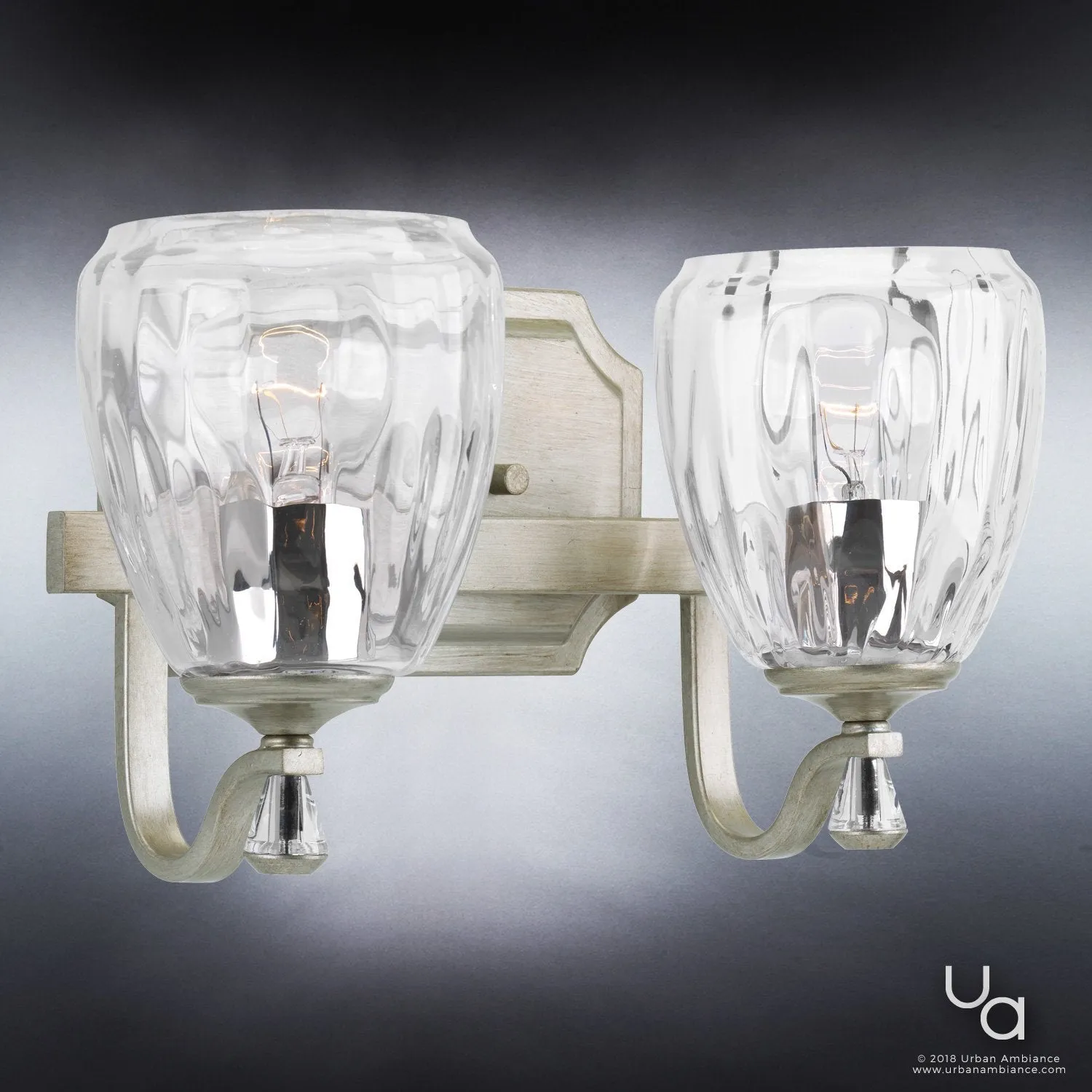 UHP2030 Traditional Bathroom Vanity Light, 7.5"H x 14"W, Antique Silver Finish, Ravenna Collection