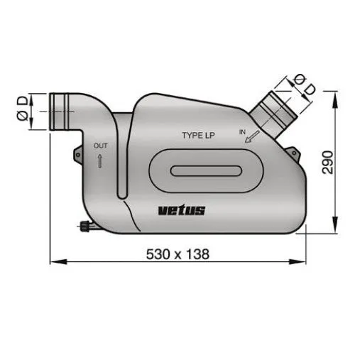 VETUS PLASTIC WATERLOCK FOR LONG EXHAUST (VARIOUS SIZES)