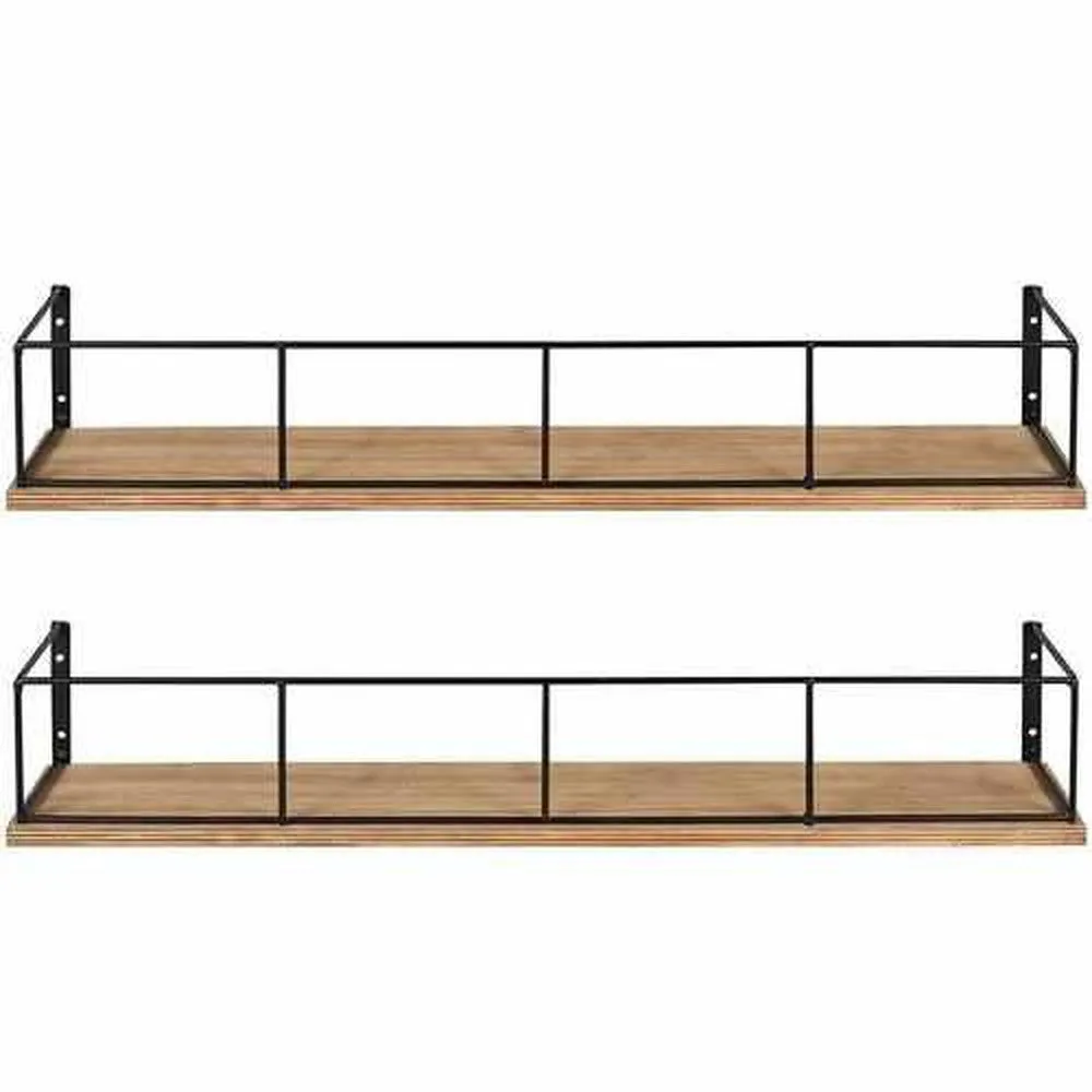 Wooden and Metal Floating Wall Shelves 18x4x4 Inches