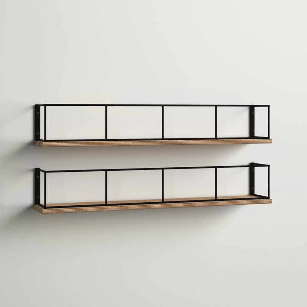 Wooden and Metal Floating Wall Shelves 18x4x4 Inches
