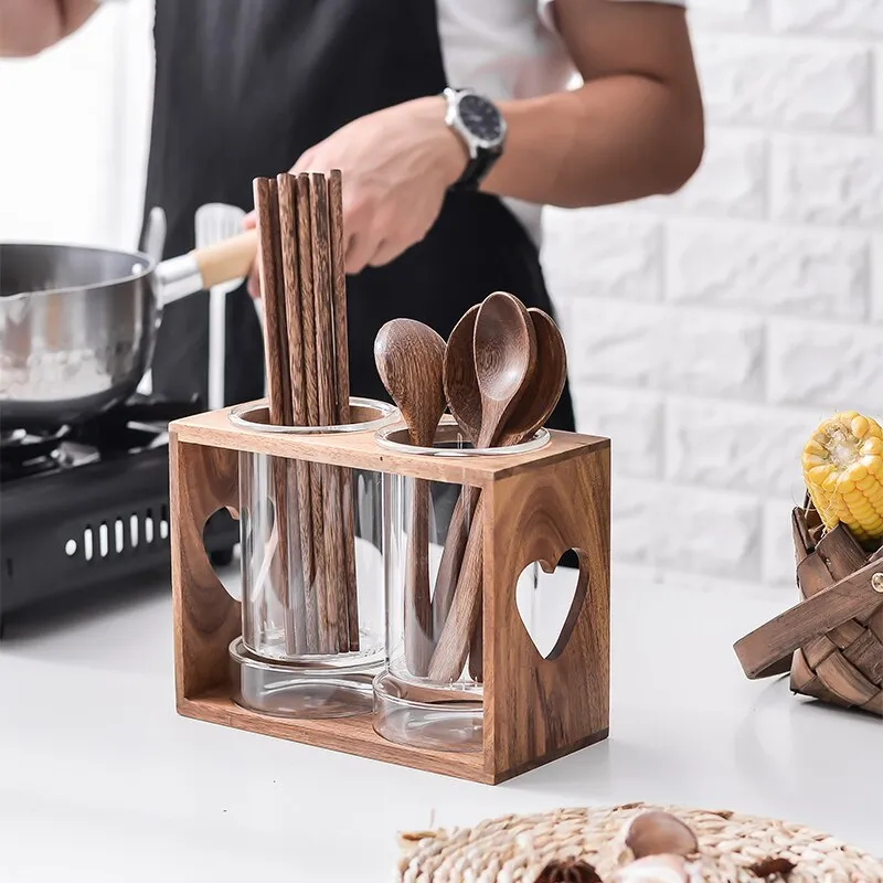 WOODEN UTENSILS HOLDER