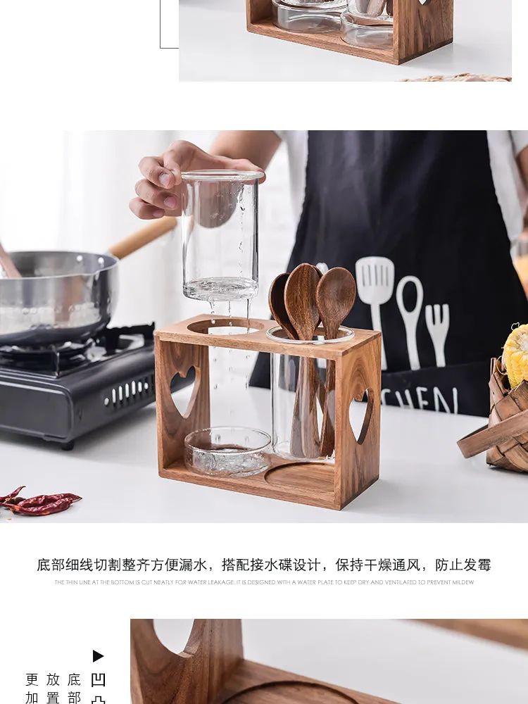 WOODEN UTENSILS HOLDER
