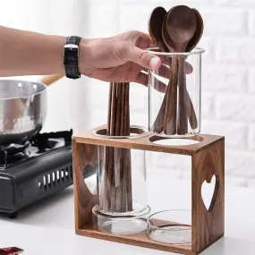 WOODEN UTENSILS HOLDER