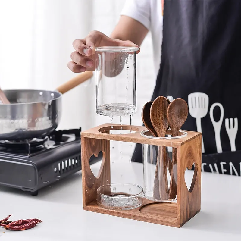 WOODEN UTENSILS HOLDER